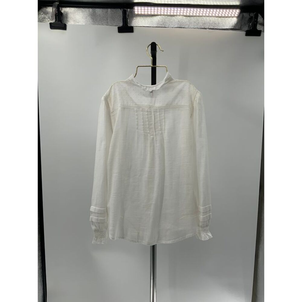 Quince White Ruffle Collar Button-Down Shirt - Picture 2 of 2